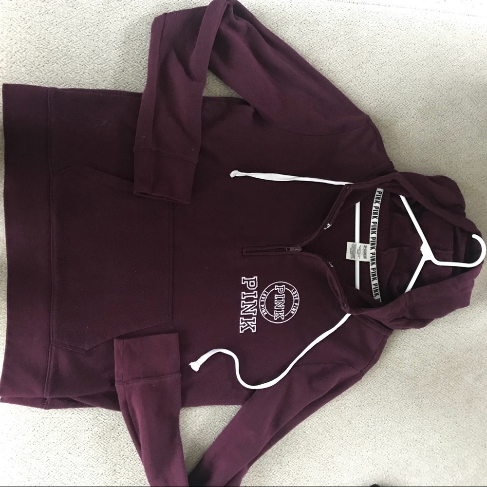 PINK VS Hoodie sz L maroon half zip